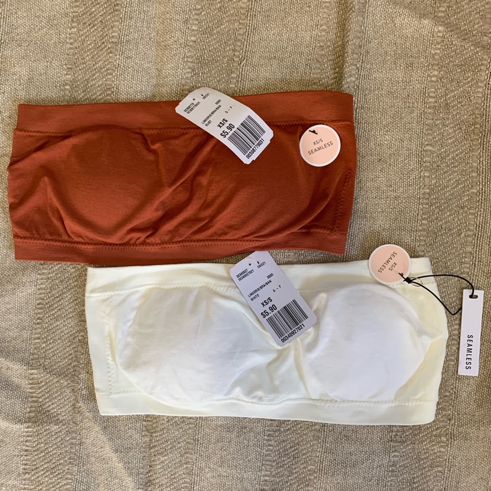 white & orange padded bandeaus